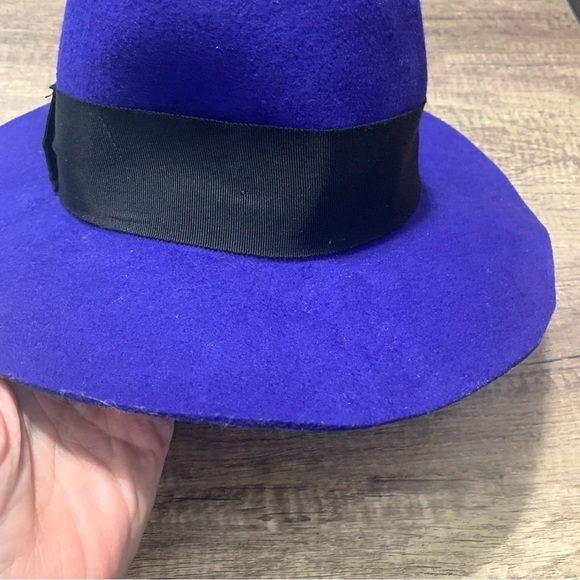 Women’s Colbalt Blue Wide Brim 100% Wool 56 cm Hat - Picture 4 of 11